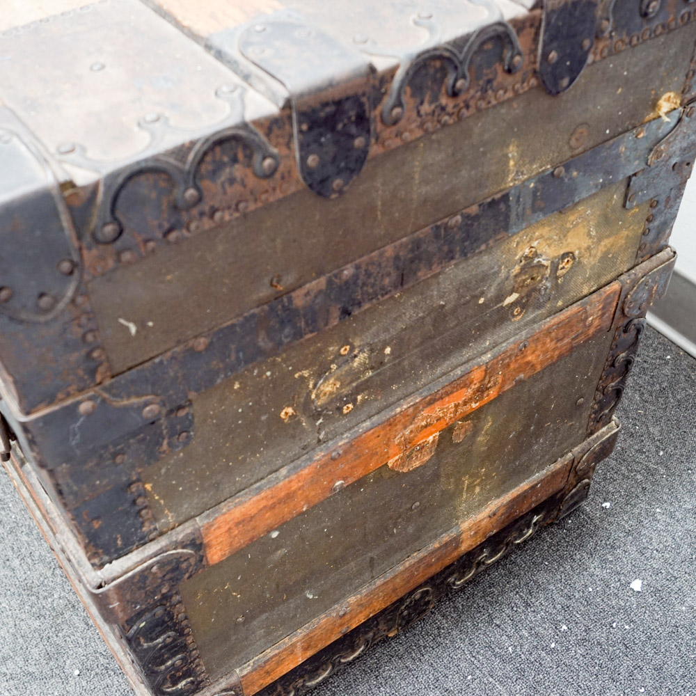 Wood and Metal Steamer Trunk