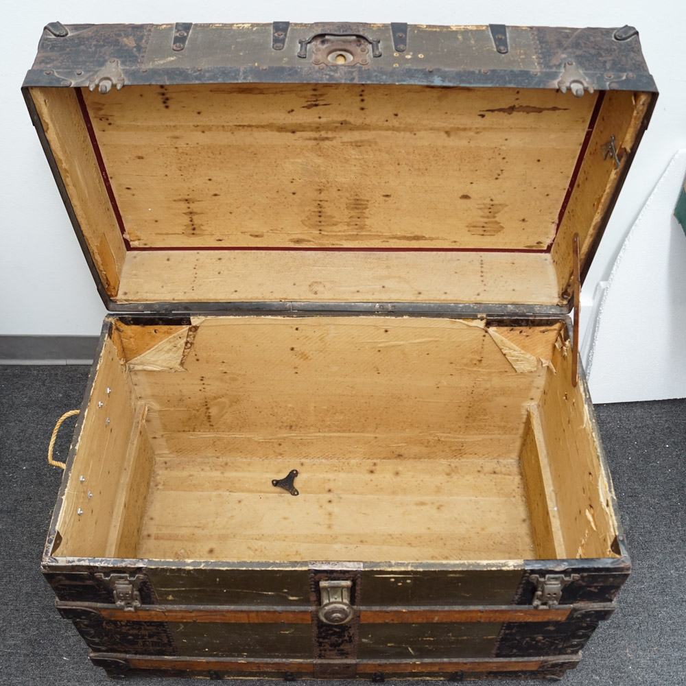 Wood and Metal Steamer Trunk
