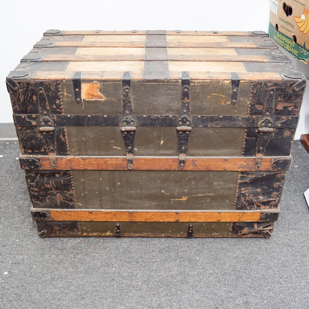 Wood and Metal Steamer Trunk