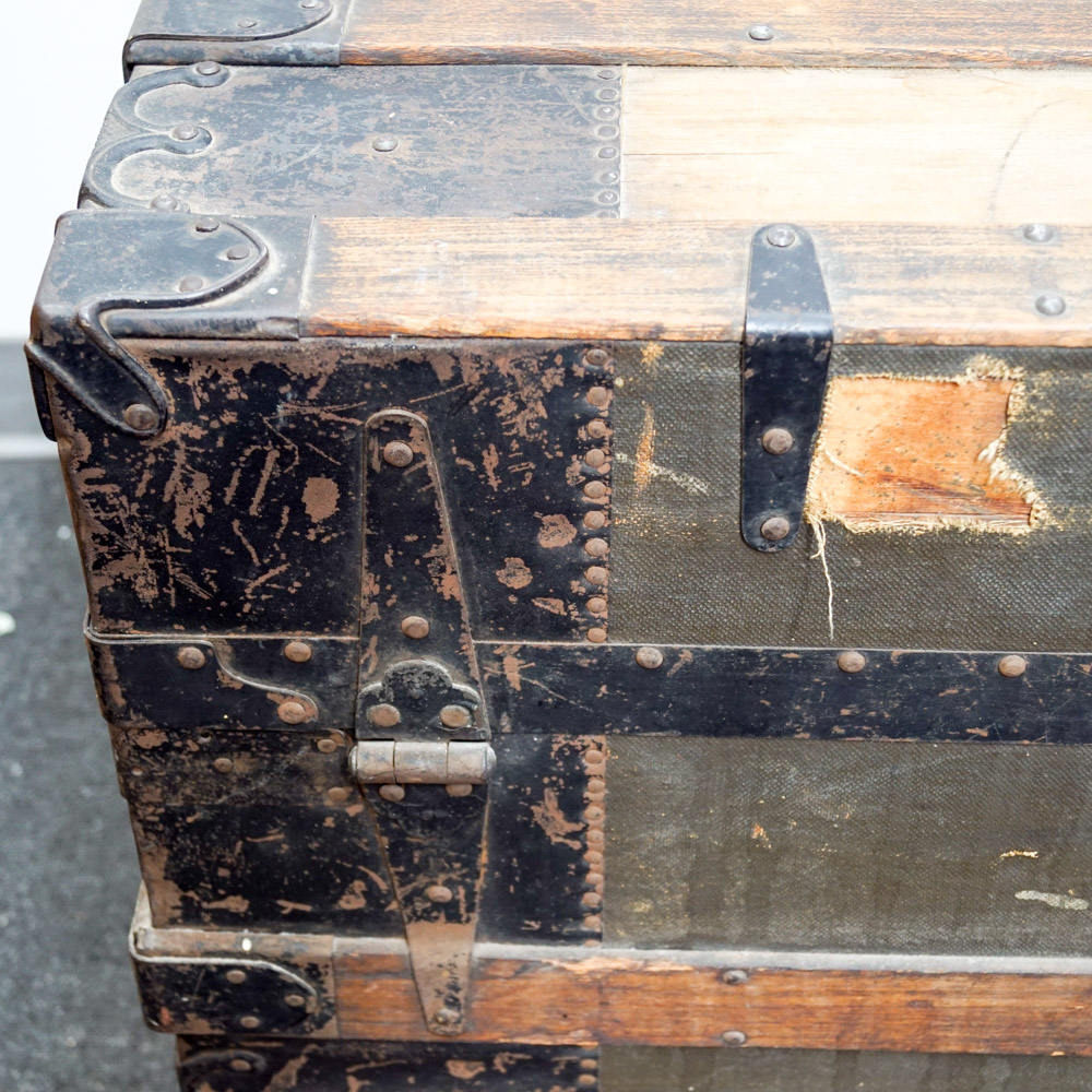 Wood and Metal Steamer Trunk