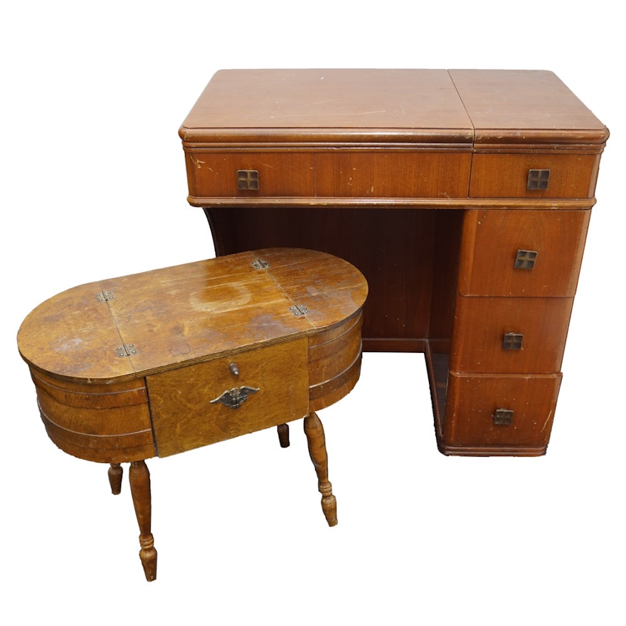 Martha Washington" Sewing Machine Cabinet and Sewing Cabinet