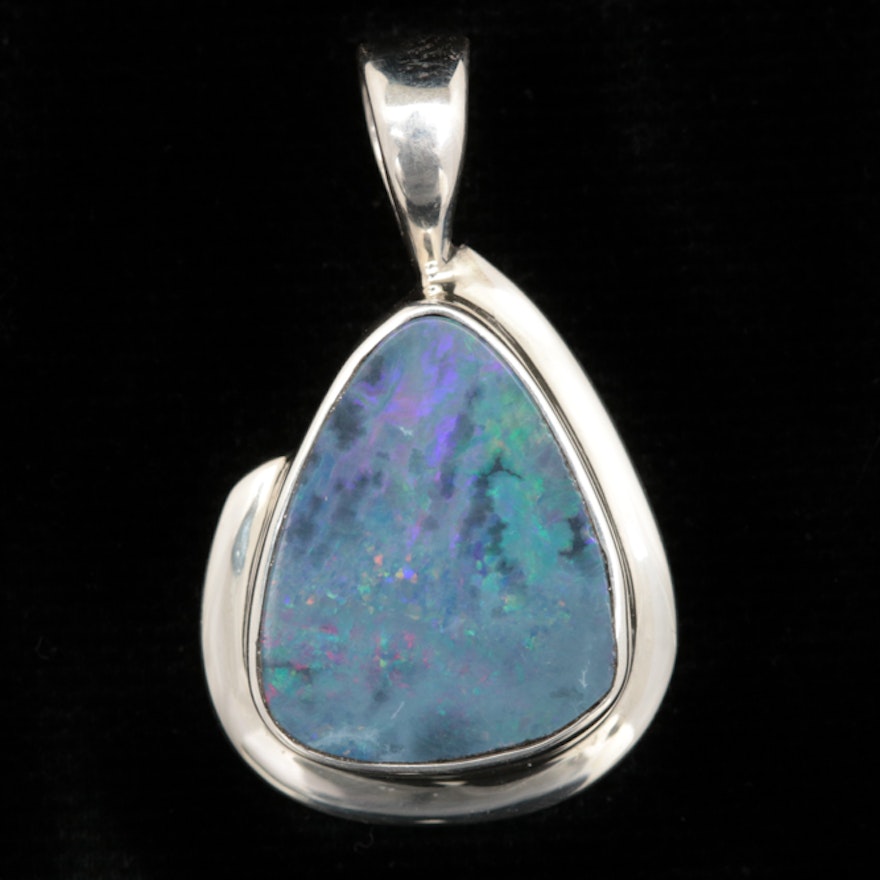 Sterling Silver and Opal Doublet Pendant