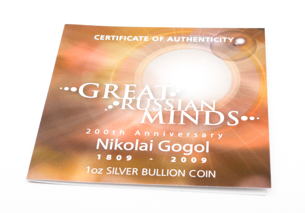 Perth Mint Great Russian Minds Nikolai Gogol Colorized Silver Coin