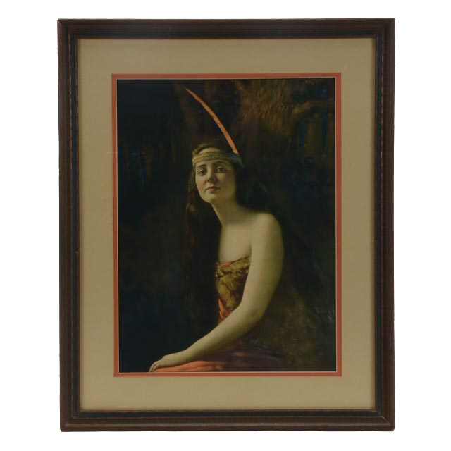 Offset Lithographic Reproduction of Art Nouveau Woman's Portrait