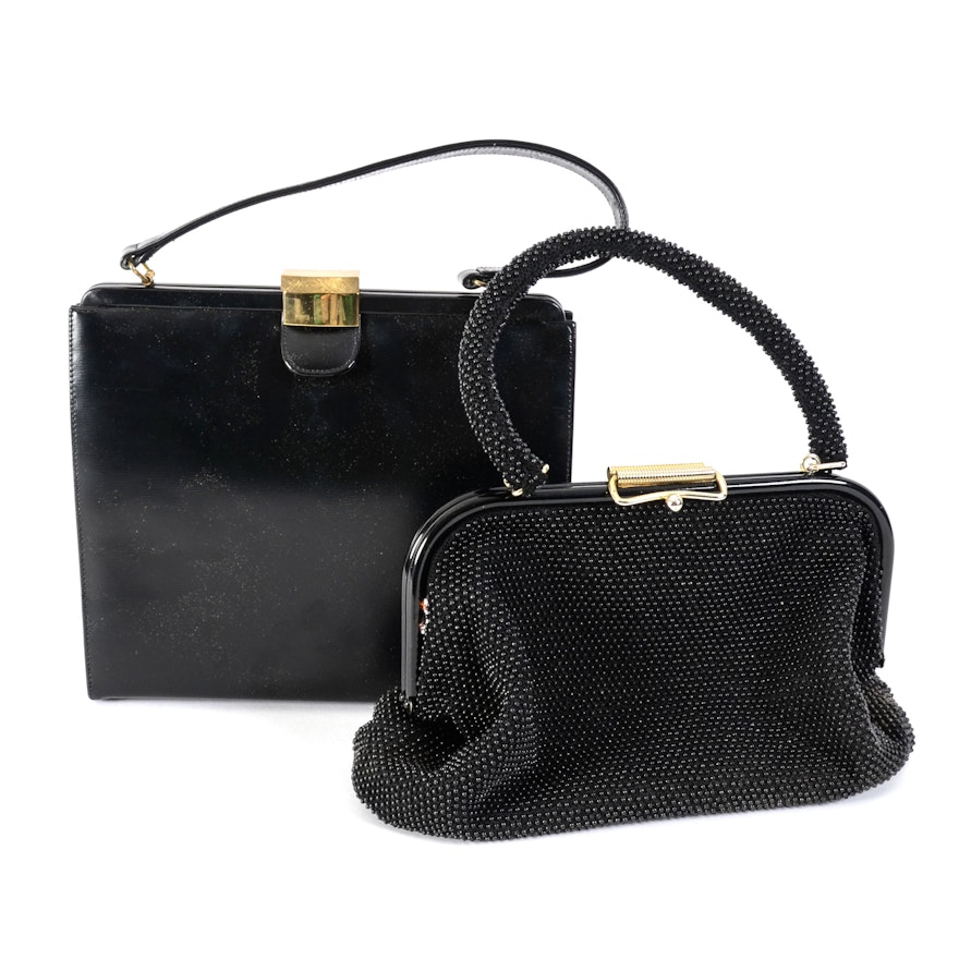 Vintage Hinged Frame Black Handbags