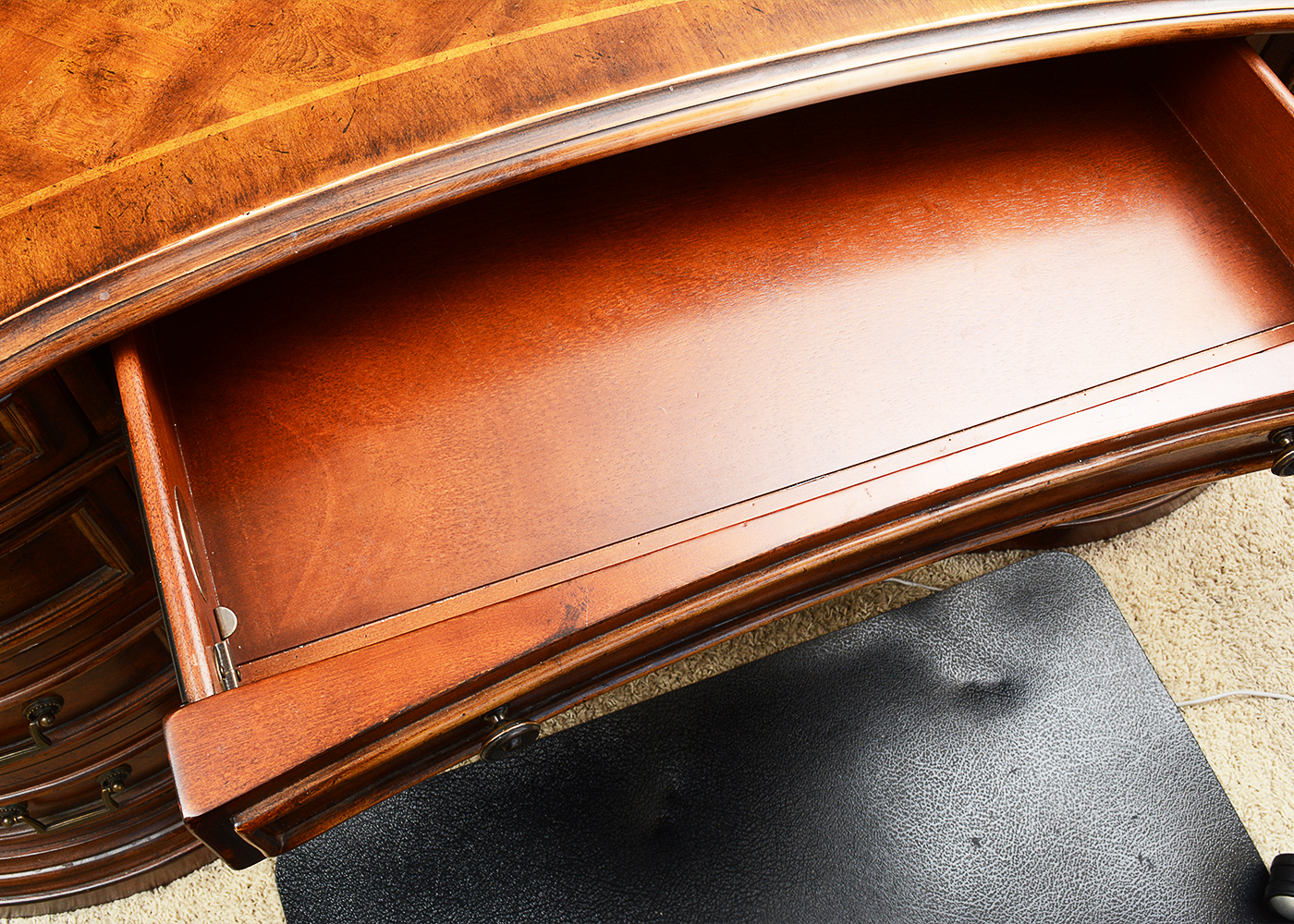 Hooker Kidney-Shaped Executive Desk and Baird Presidential Chair