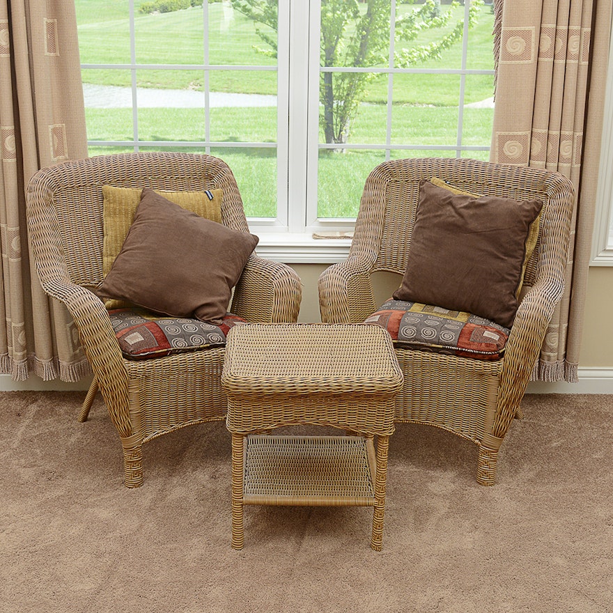 Hampton Bay Wicker Chairs and Side Table