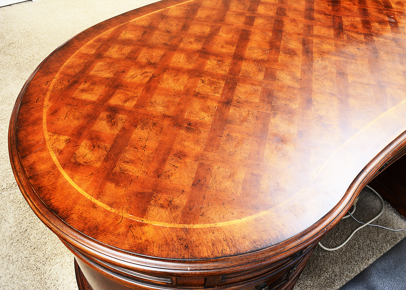 Hooker Kidney-Shaped Executive Desk and Baird Presidential Chair