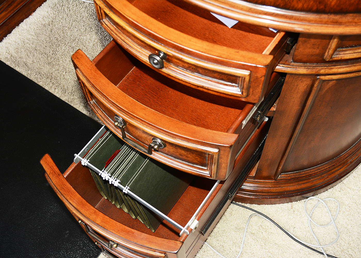 Hooker Kidney-Shaped Executive Desk and Baird Presidential Chair