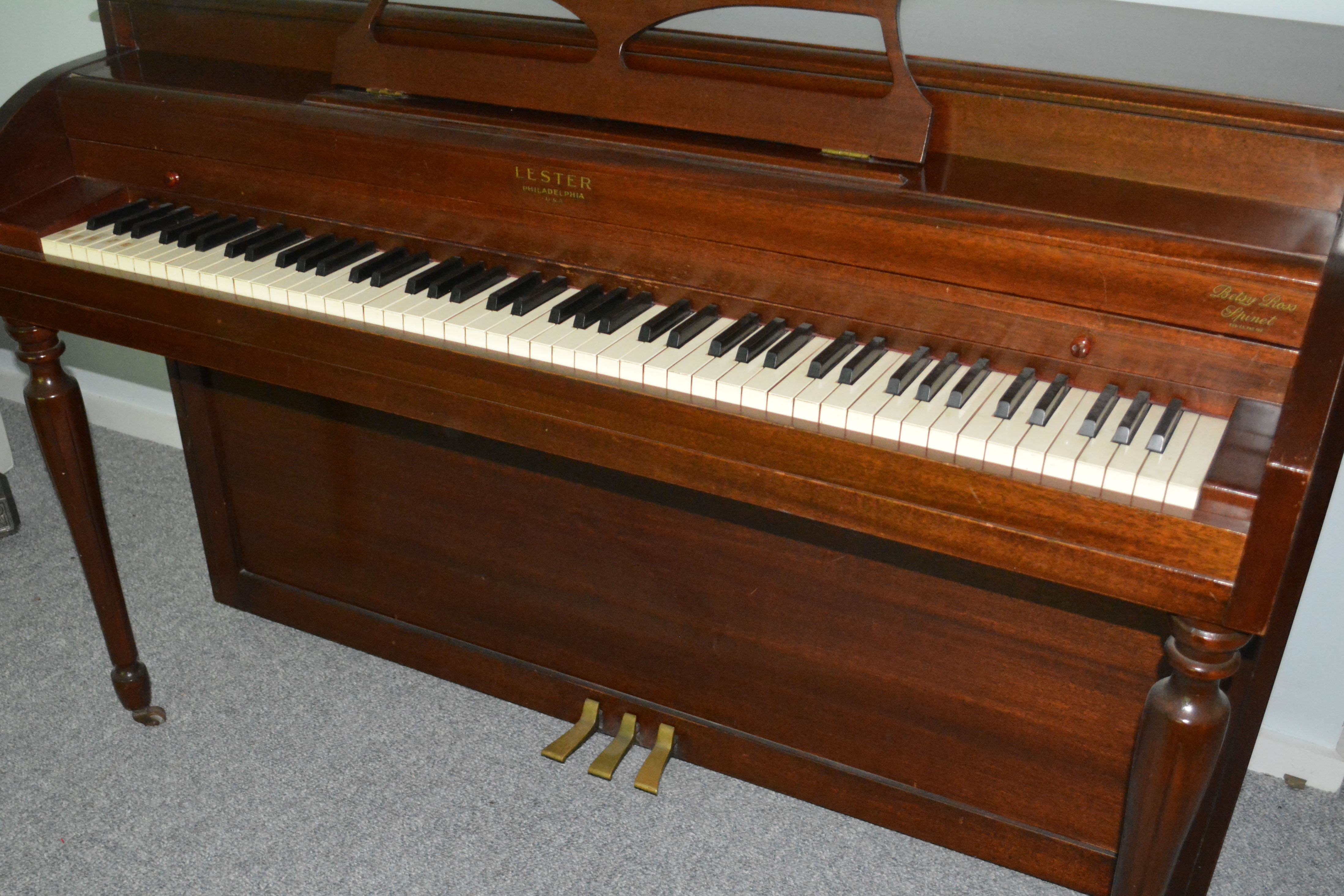 1960s Betsy Ross Spinet Upright Piano by Lester