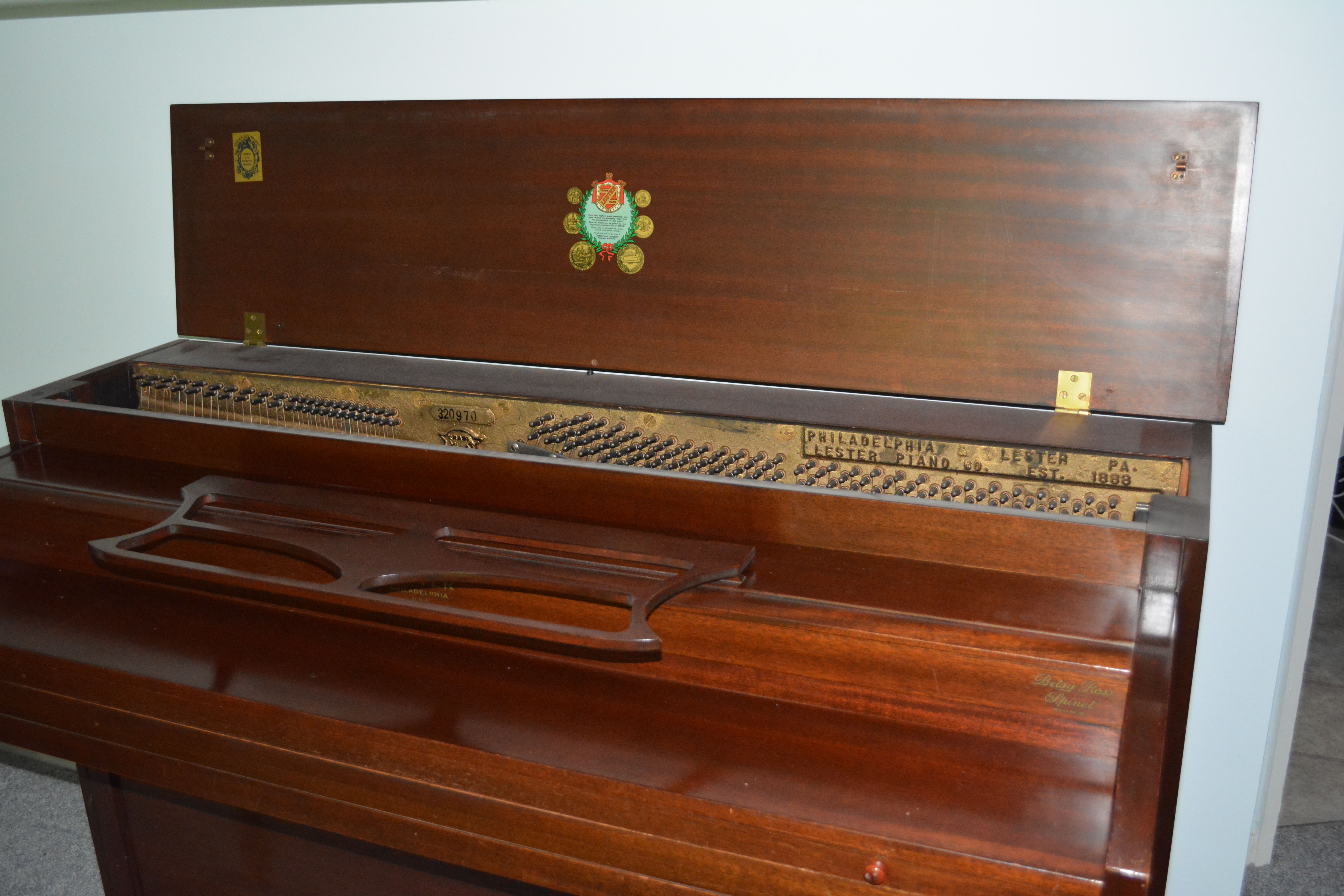 1960s Betsy Ross Spinet Upright Piano by Lester