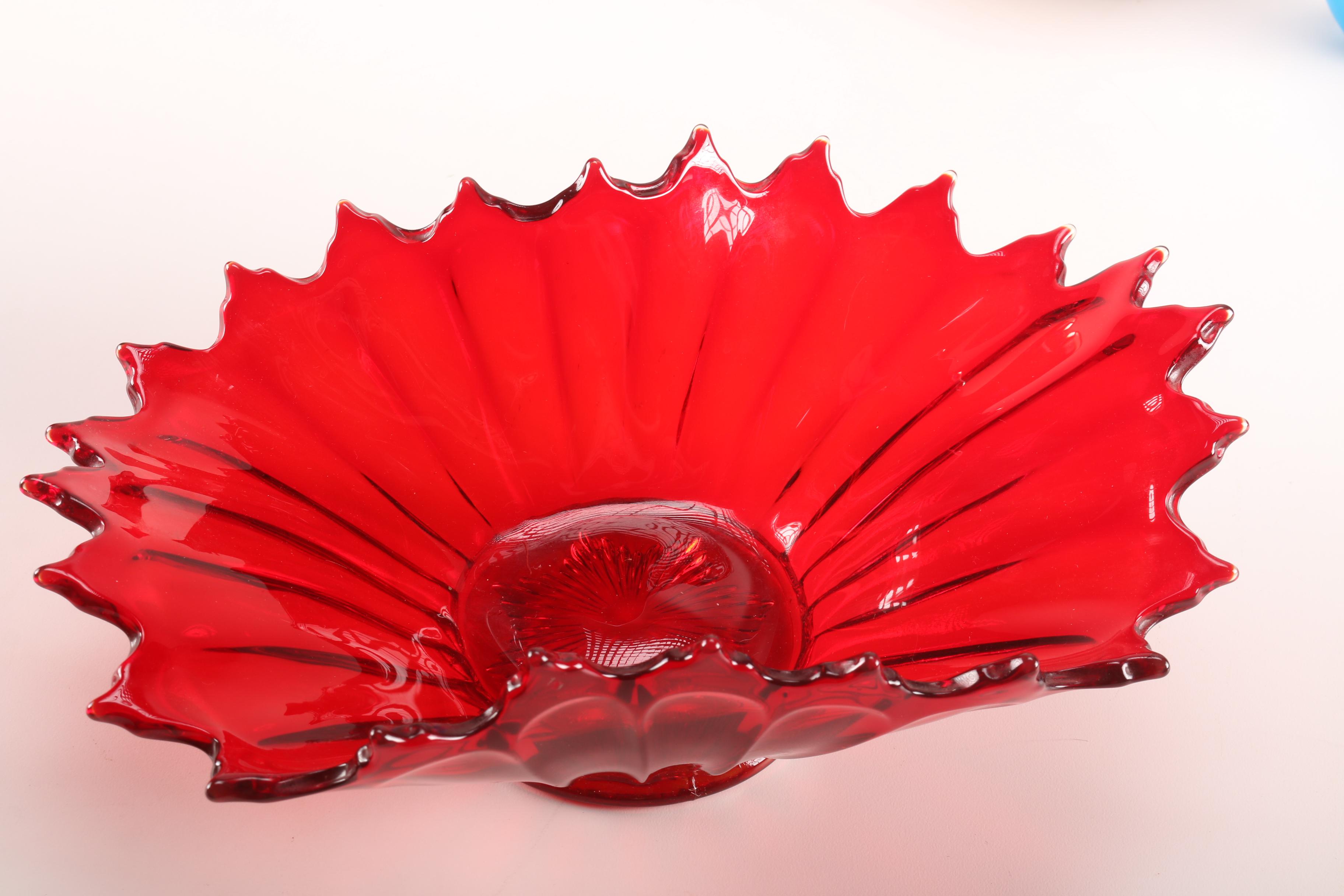 Glass Décor Featuring Vintage Imperial Carnival Glass Vase