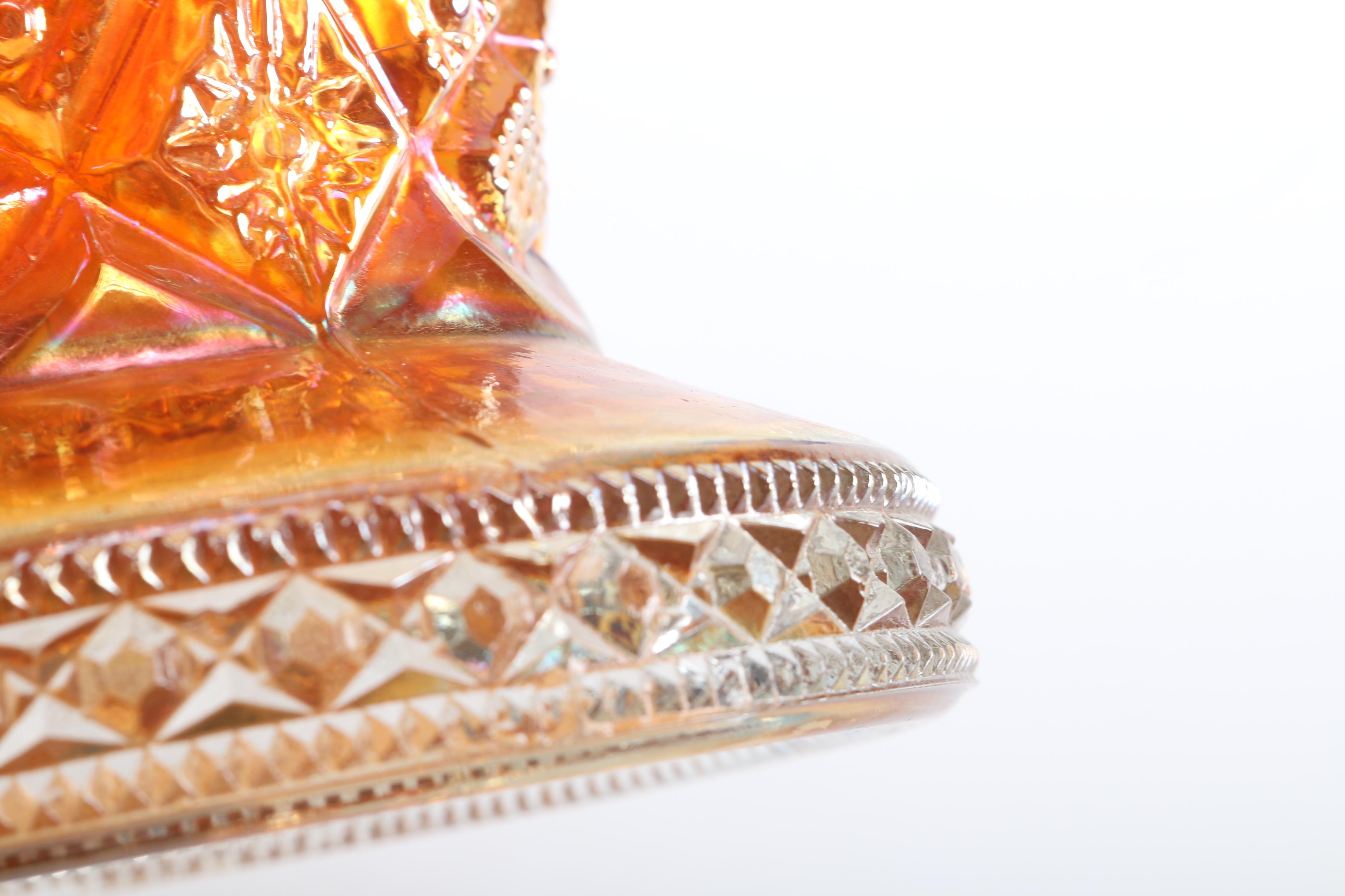 Glass Décor Featuring Vintage Imperial Carnival Glass Vase