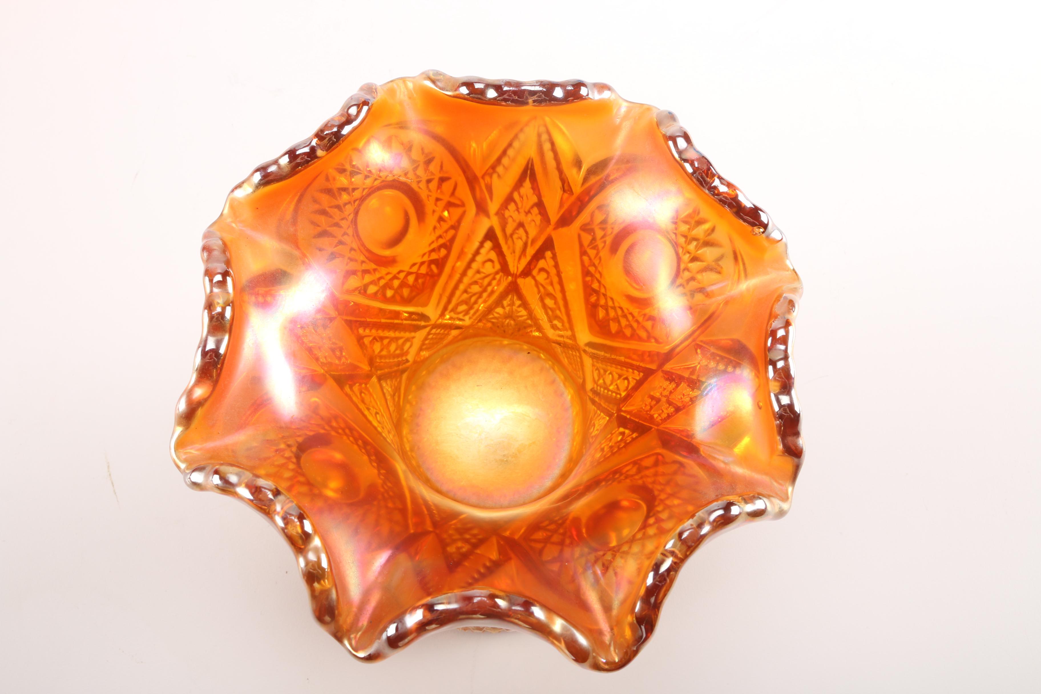 Glass Décor Featuring Vintage Imperial Carnival Glass Vase