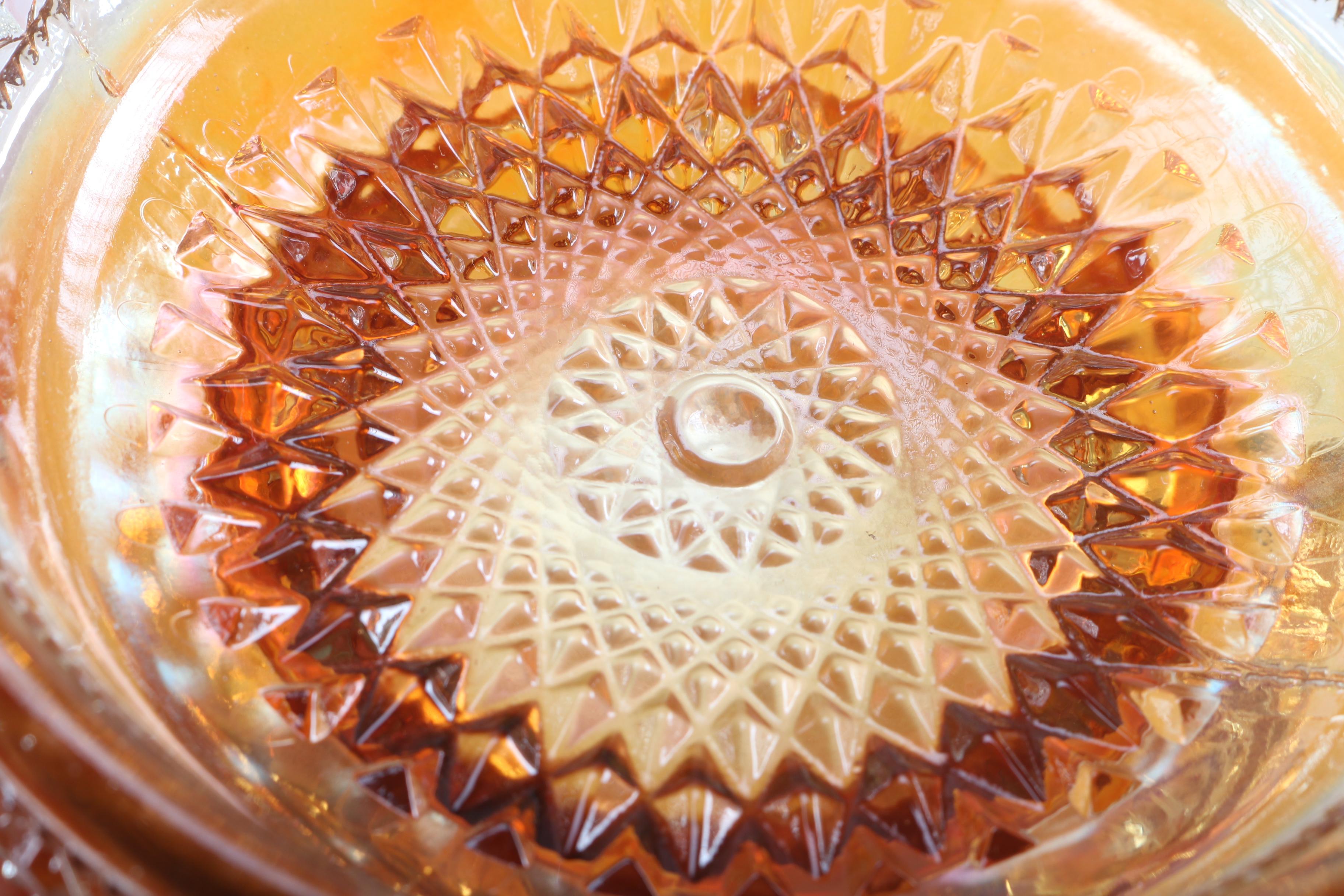 Glass Décor Featuring Vintage Imperial Carnival Glass Vase