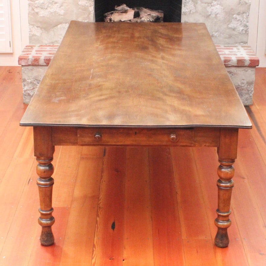 Antique Sheraton Style Walnut Dining Table