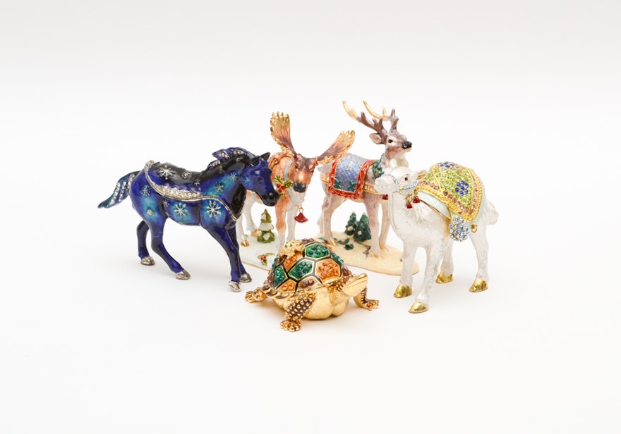 Colorful Decorated Metal Animal Trinket Boxes