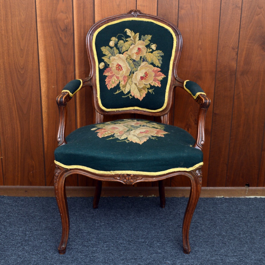 Antique French Louis XV Needlepoint Chair