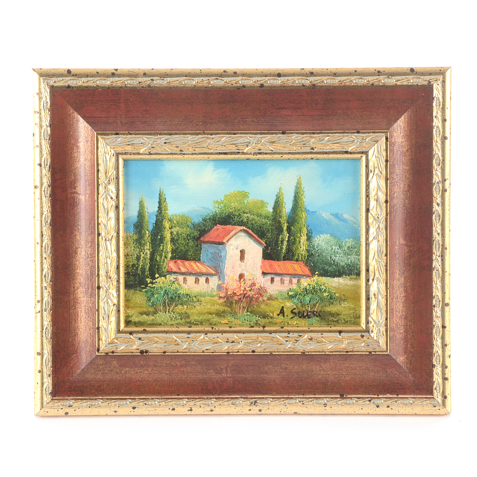 Aldo Soleri Original Oil on Board of Tuscan Landscape "Paesaggio"