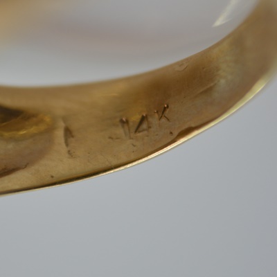 14K Yellow Gold Daimond and Sapphire Dome Ring