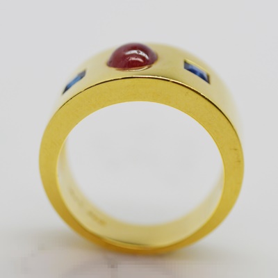 Raul Haas 18K Yellow Gold 1.26 CTS Ruby and Sapphire Ring
