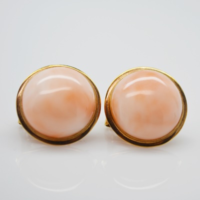 14K Yellow Gold Coral Pierced Earrings