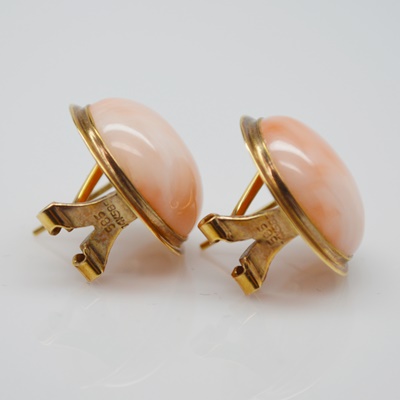 14K Yellow Gold Coral Pierced Earrings