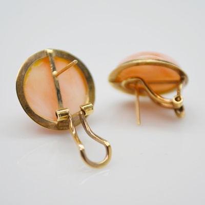 14K Yellow Gold Coral Pierced Earrings