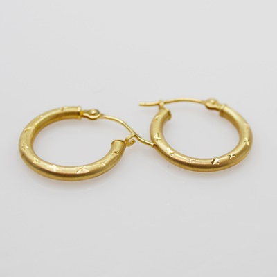 14K Yellow Gold Hoop Pierced Earrings