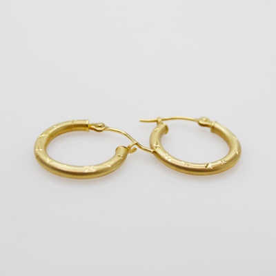 14K Yellow Gold Hoop Pierced Earrings