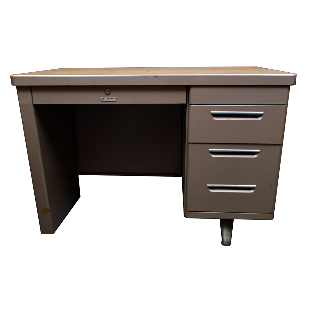 Vintage Metal Office Desk by Steelmaster