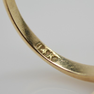 Victorian 14K Yellow Gold Ruby and Diamond Navette Ring