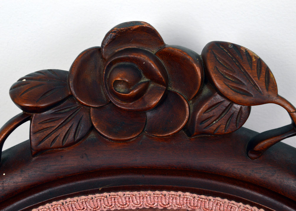 Vintage Victorian Style Upholstered Accent Chairs With Foot Stool