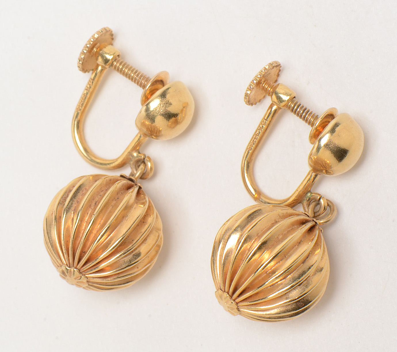 Pair of Vintage 14K Yellow Gold Ball Dangle Screw-Back Earrings