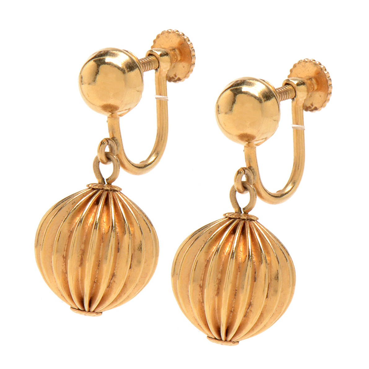 Pair of Vintage 14K Yellow Gold Ball Dangle Screw-Back Earrings