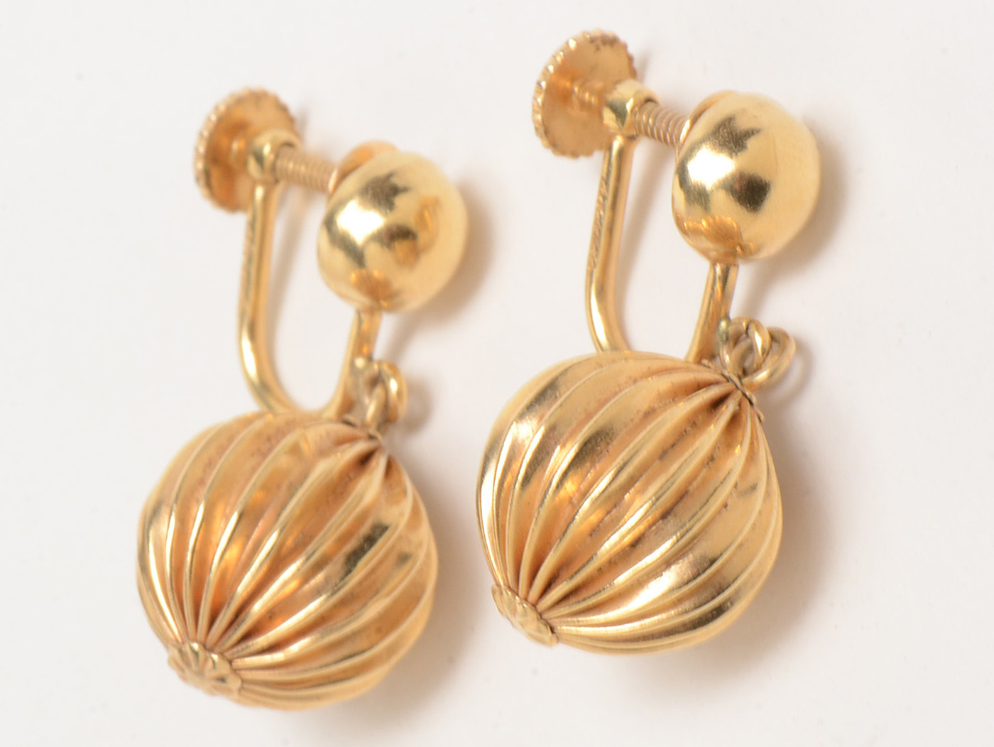 Pair of Vintage 14K Yellow Gold Ball Dangle Screw-Back Earrings