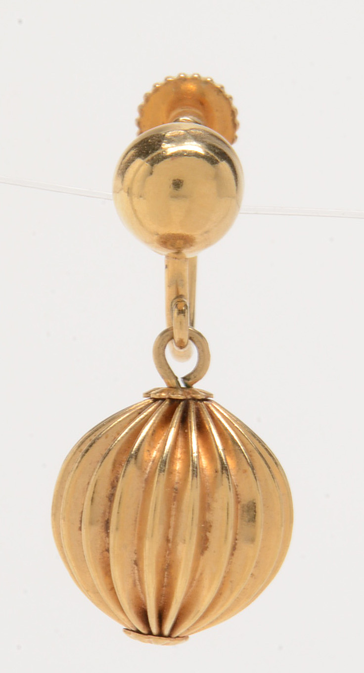 Pair of Vintage 14K Yellow Gold Ball Dangle Screw-Back Earrings