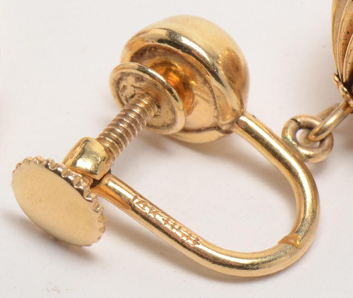 Pair of Vintage 14K Yellow Gold Ball Dangle Screw-Back Earrings