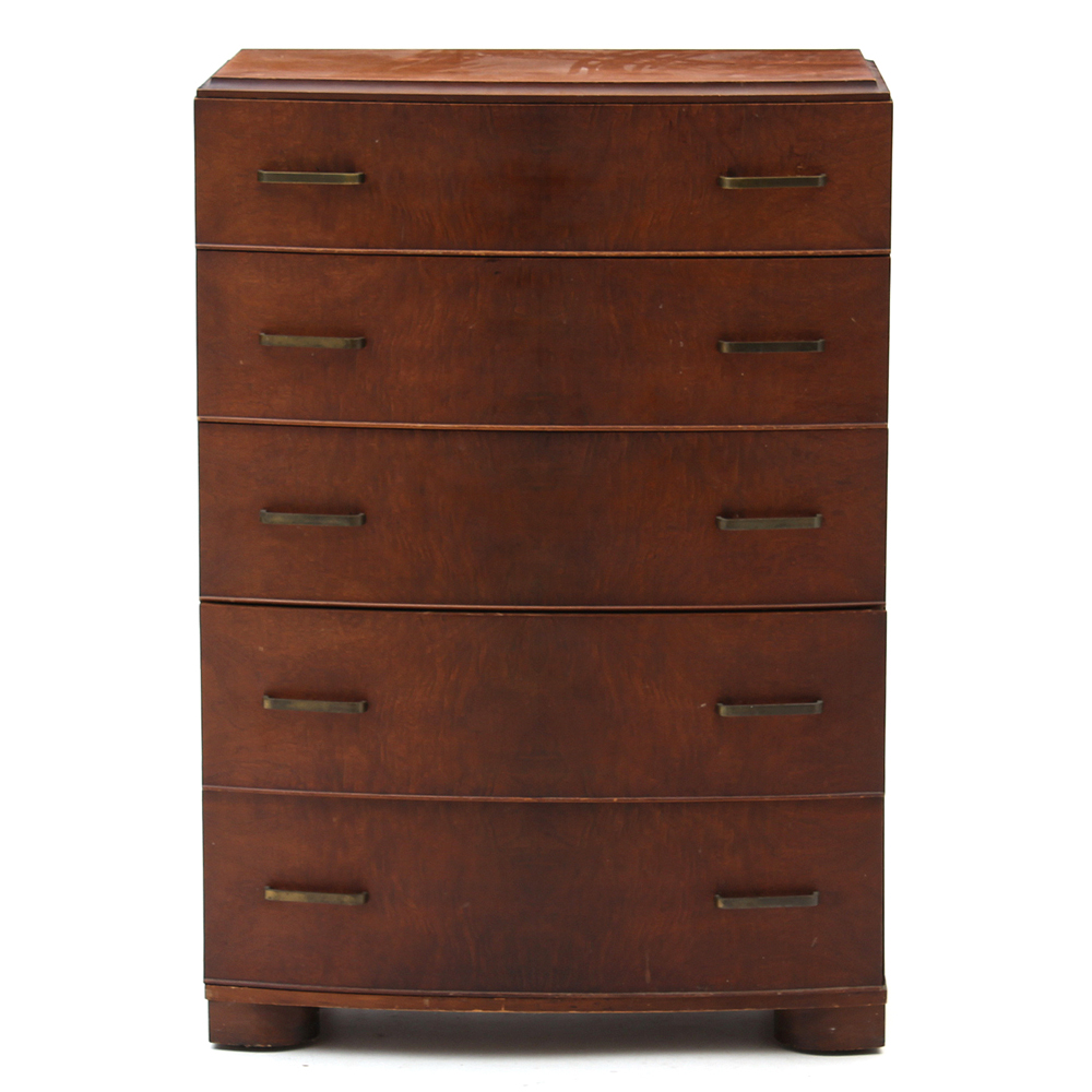 Walnut Five Drawer Tall Chest