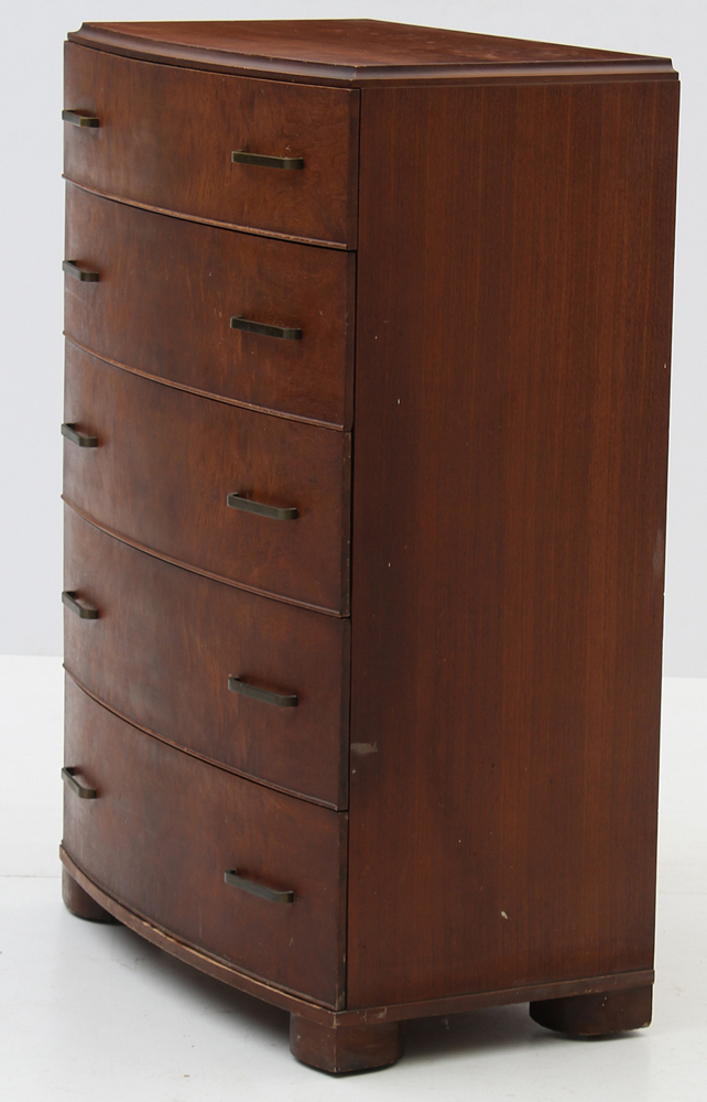 Walnut Five Drawer Tall Chest