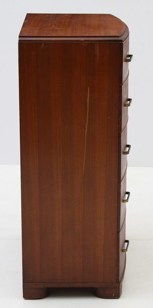 Walnut Five Drawer Tall Chest