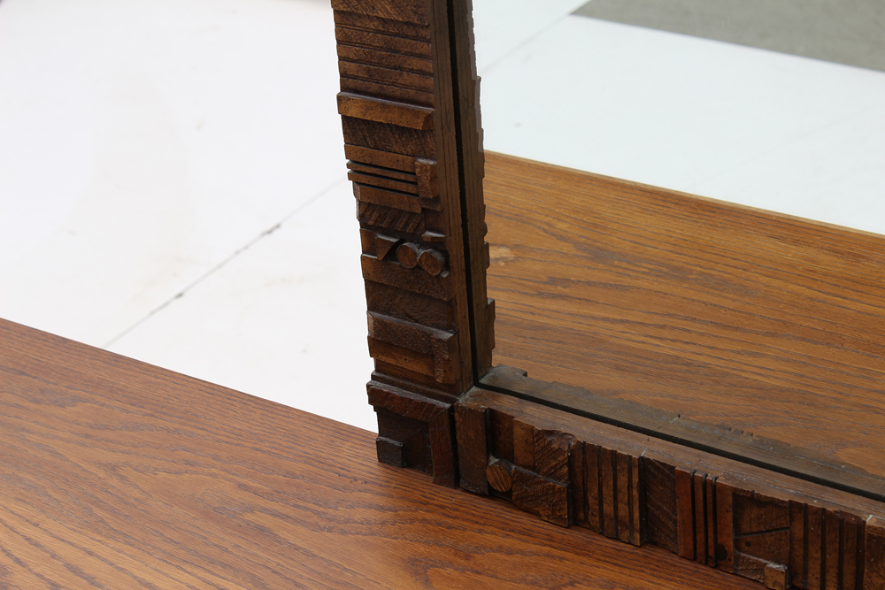 Brutalist Nine-Drawer Dresser With Mirror by Lane Funiture