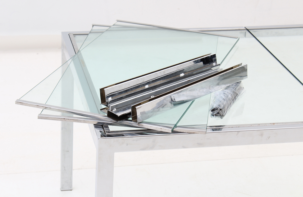 Milo Baughman Style Chrome and Glass Dining Table