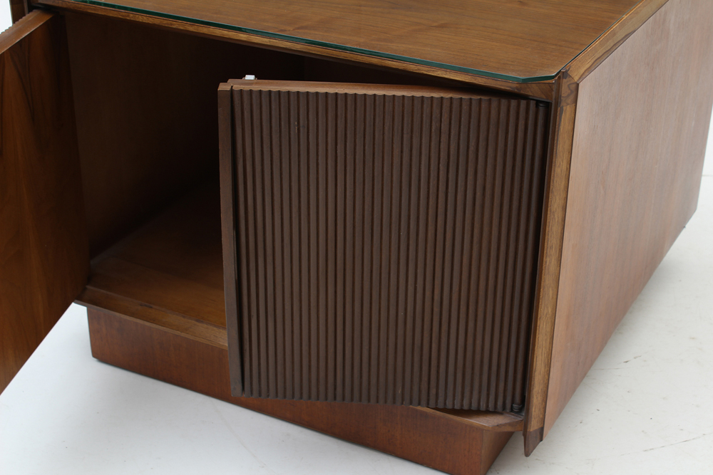 Mid Century Modern Walnut Coffee Table with Storage by Lane