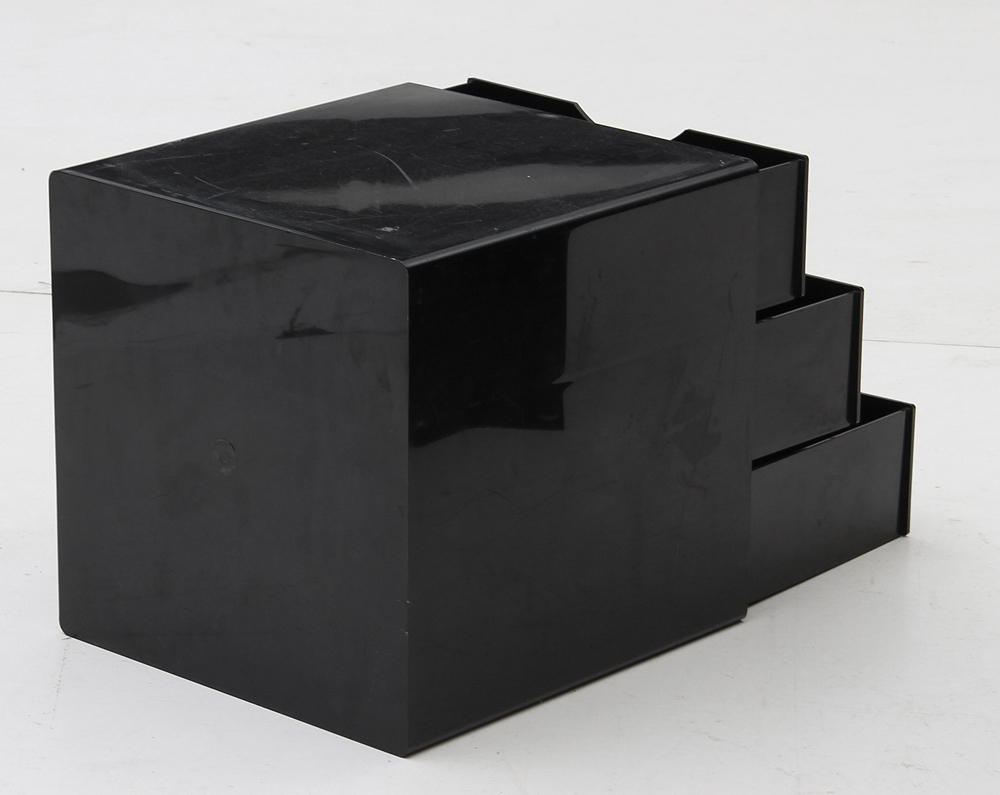 Set of Black Plastic Stacking File Units