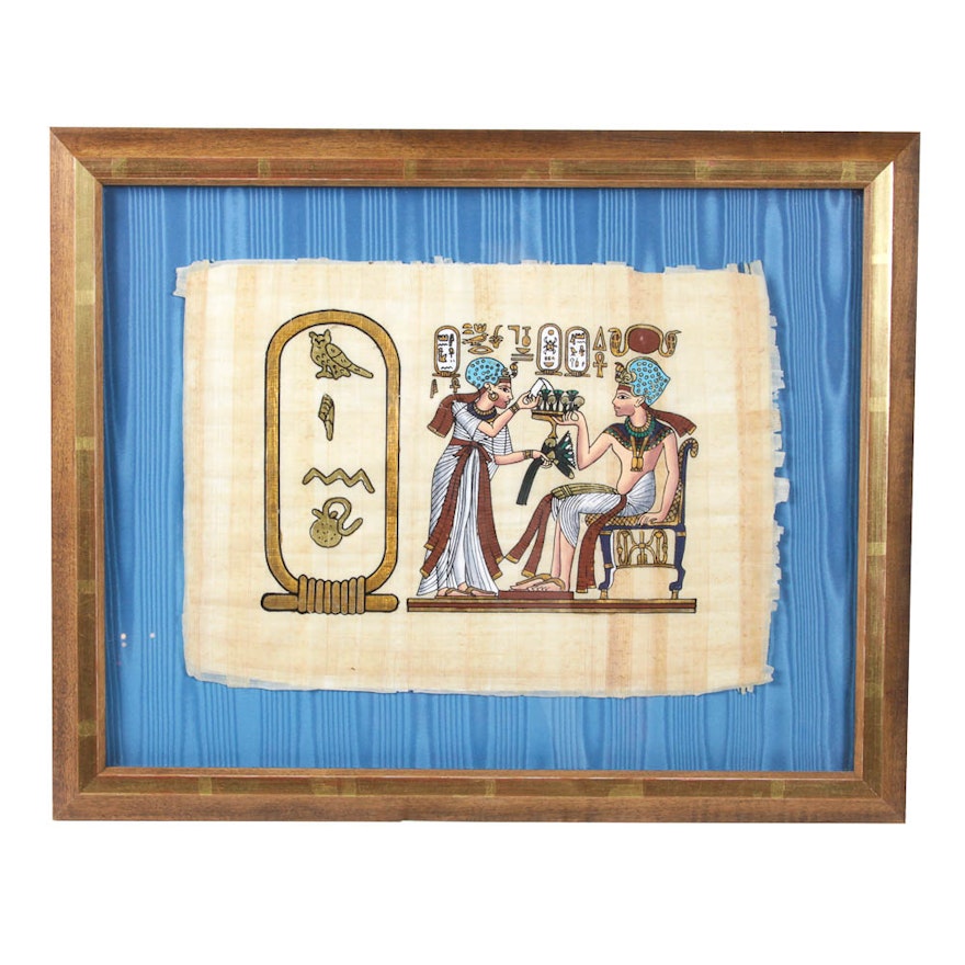 Papyrus Painting of Egyptian Motifs