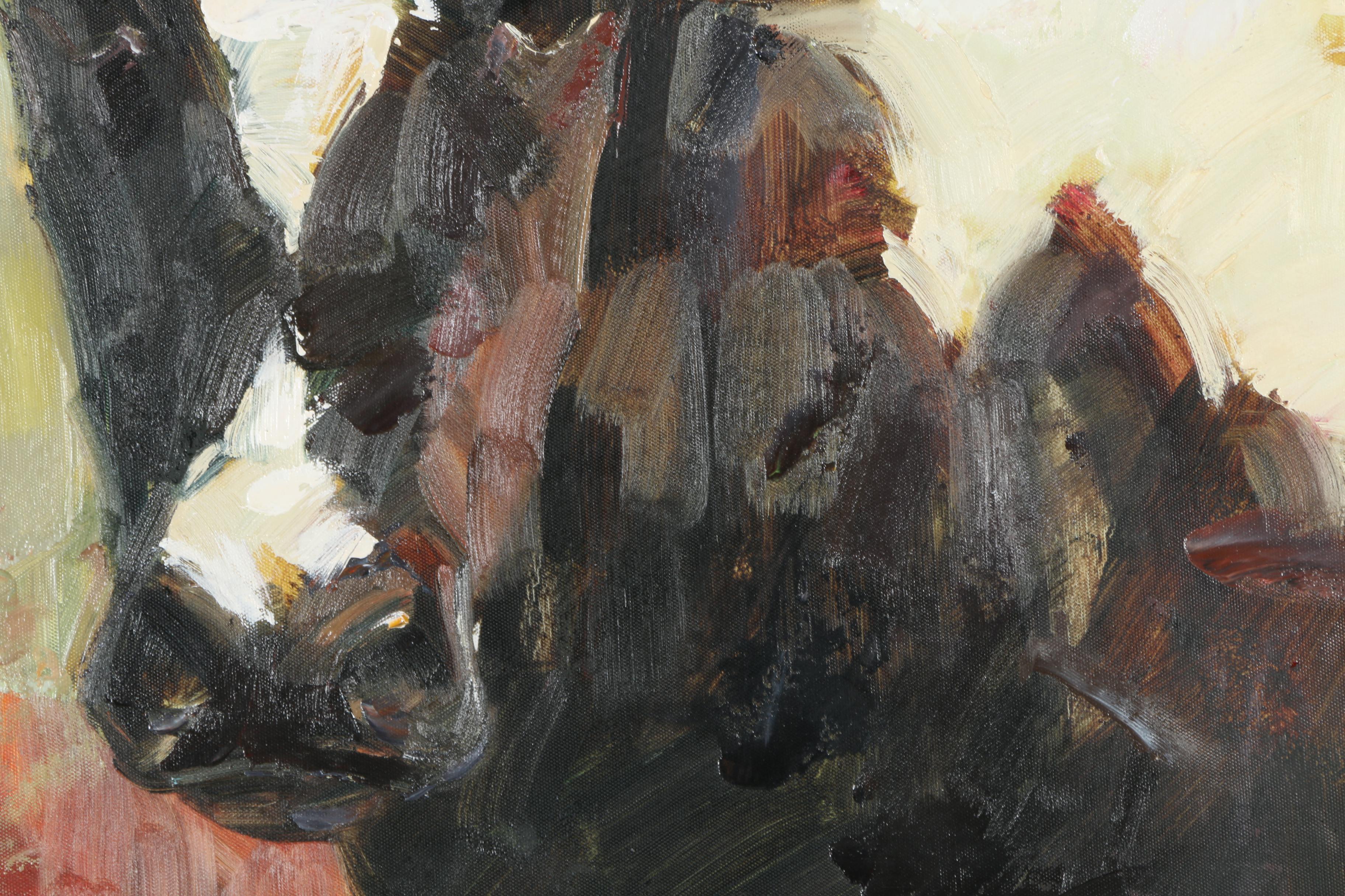 Ray Simonini Oil Painting on Canvas of a Cow