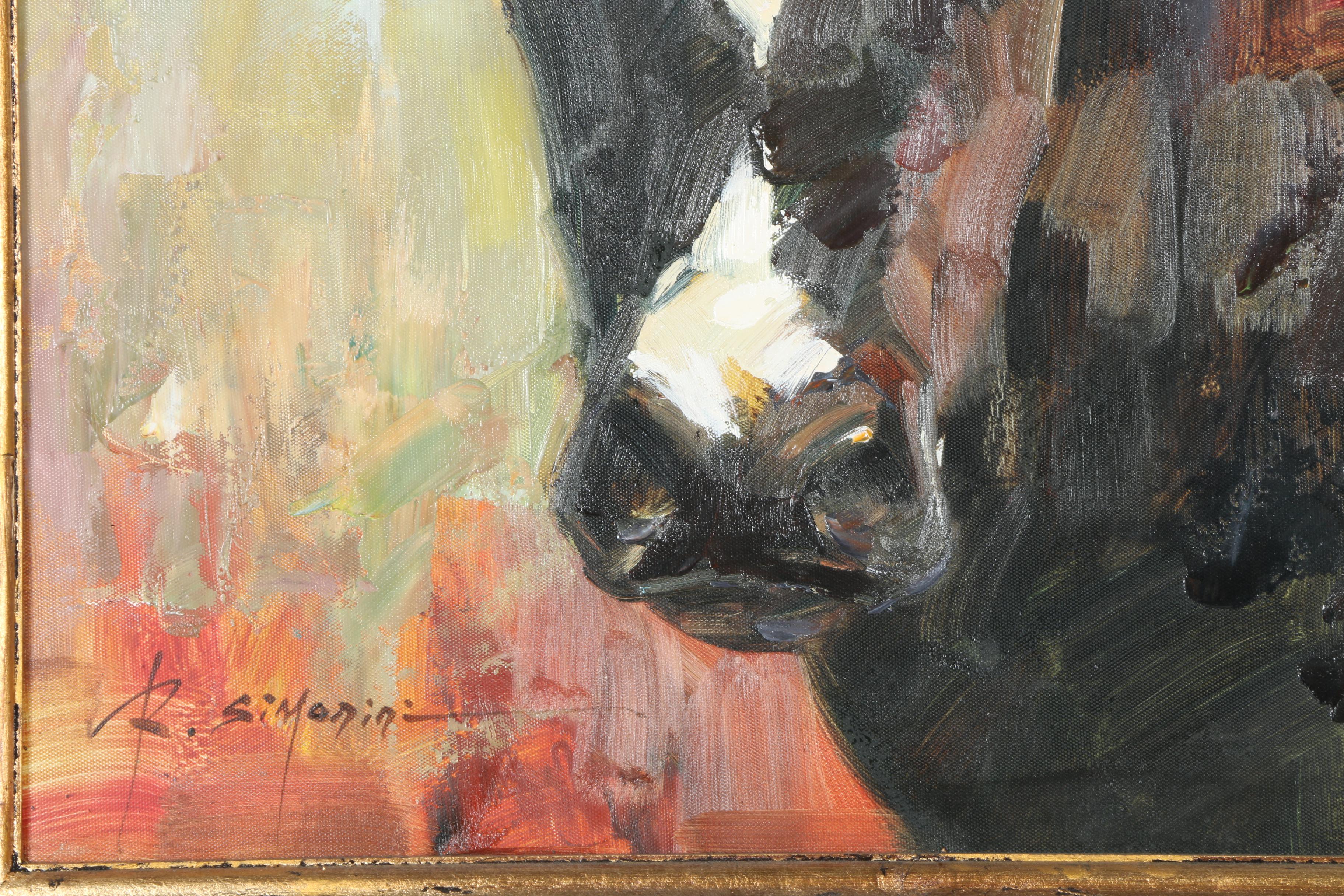 Ray Simonini Oil Painting on Canvas of a Cow