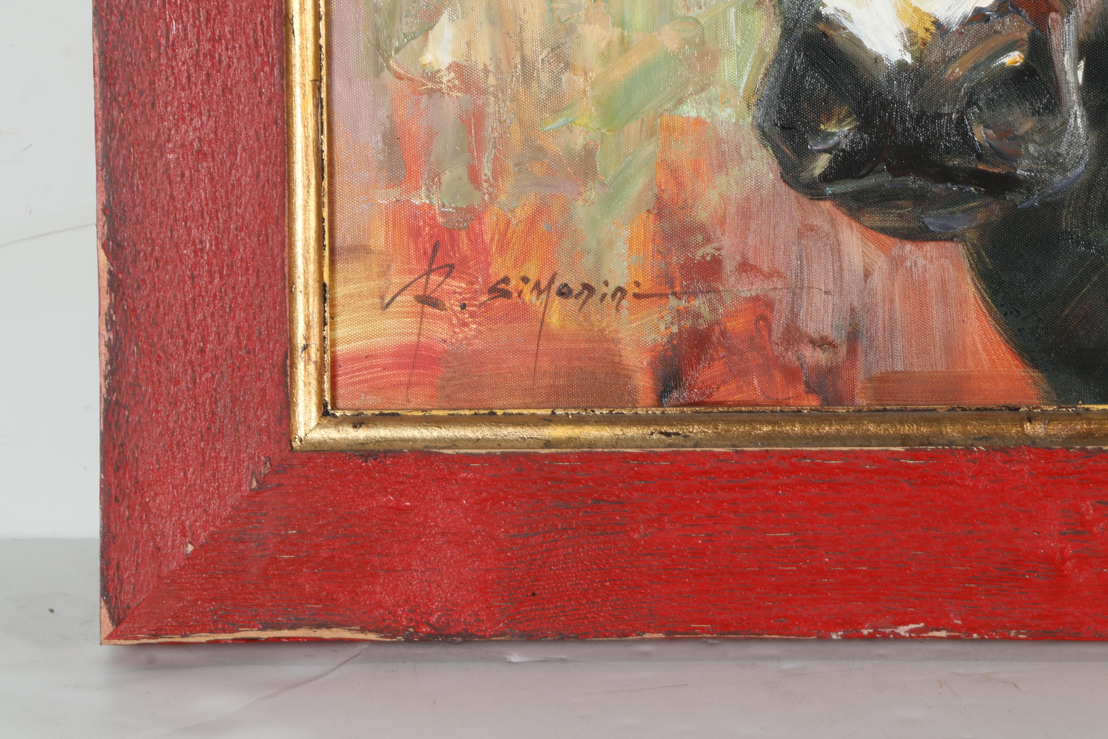 Ray Simonini Oil Painting on Canvas of a Cow