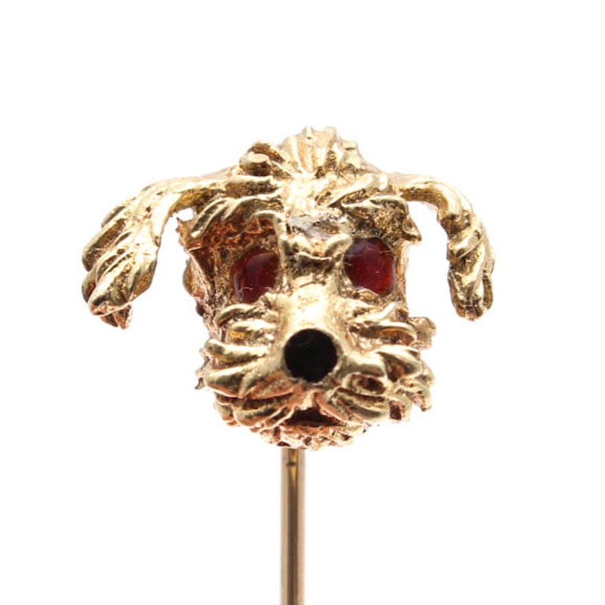 14K Yellow Gold Dog Shaped Pin